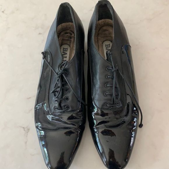 🌈 3$/20 Vintage Bally Black patent leather lace up Oxford shoes - Picture 3 of 9
